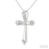 1/20 Ctw Single Cut Diamond Fashion Cross Pendant With Chain in Sterling Silver